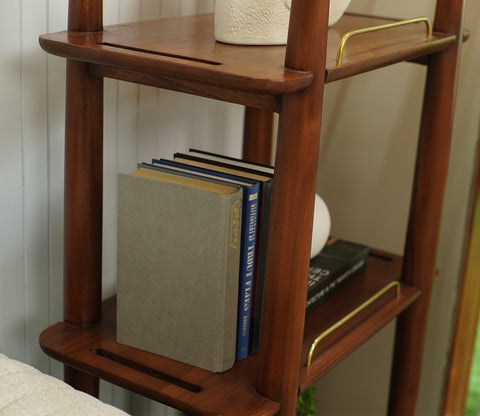 Aabha Floor Lamp With Shelves (Teak Finish)
