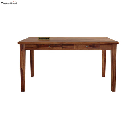 Mcbeth 6 Seater Compact Dining Table With Storage (Honey Finish)