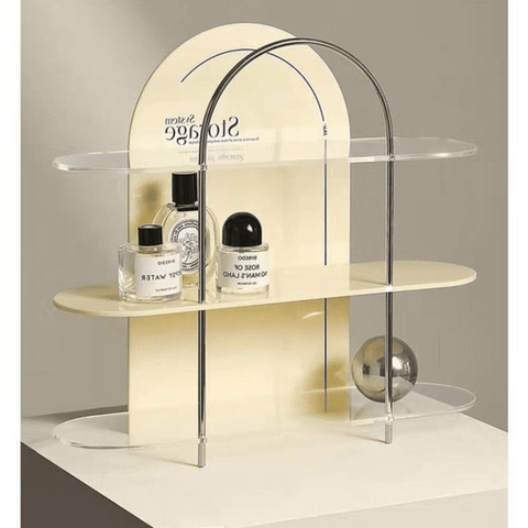 Trueliving Cream Round Designer Retail Store Perfume display Unit L30*W30*H90 CM