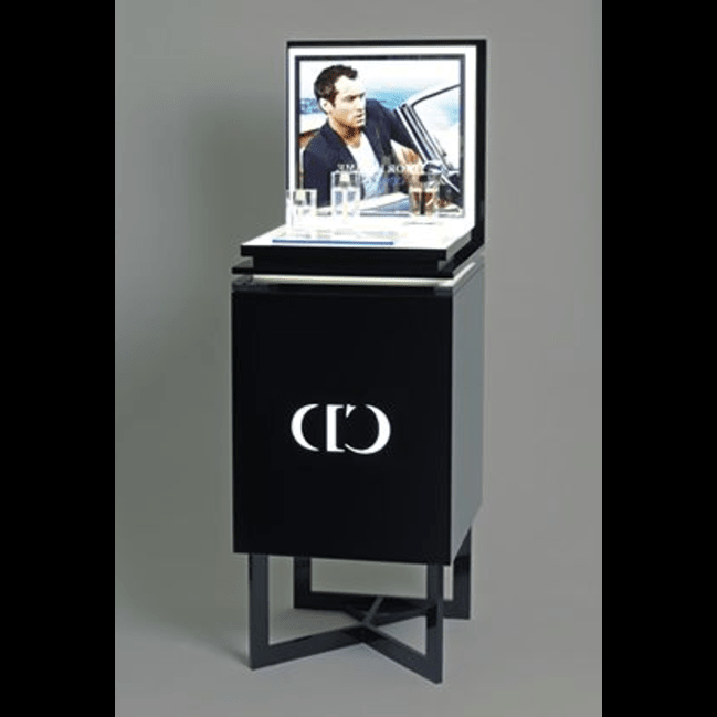 Trueliving Black Retail Store Perfume display Unit With LED Light L30*W30*H90 CM