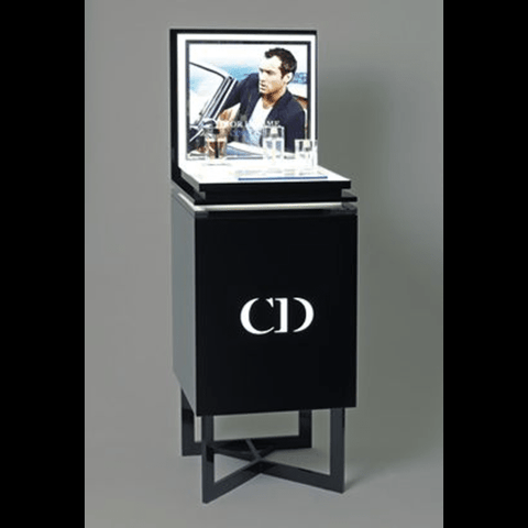Trueliving Black Retail Store Perfume display Unit With LED Light L30*W30*H90 CM