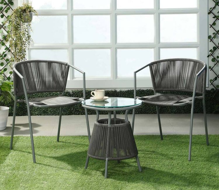Sair Rope Patio Set (Dark Grey)