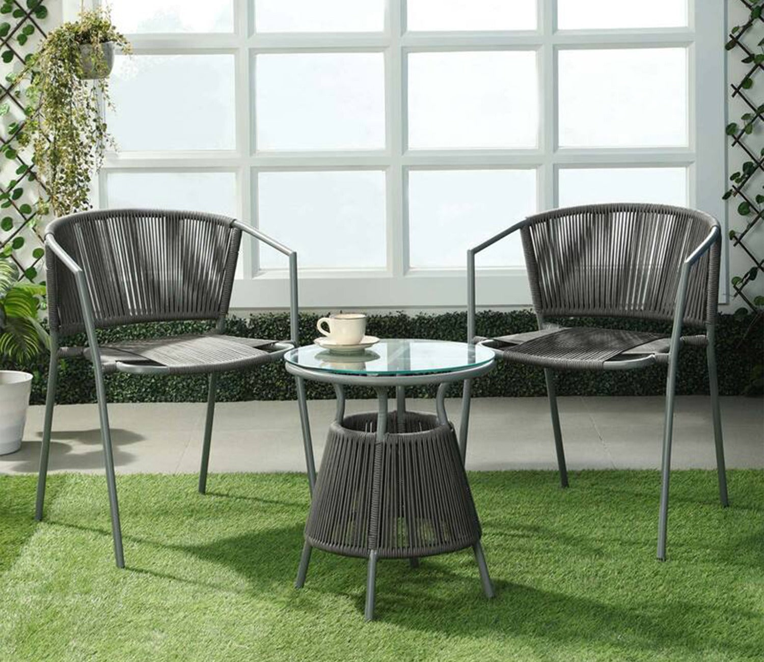 Sair Rope Patio Set (Dark Grey)