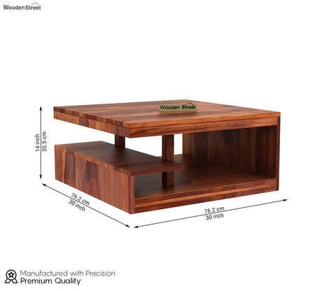 Liddle Sheesham Wood Tea Table with Storage (Honey Finish)