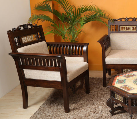 Maharaja 1 Seater Sofa (Walnut Finish)