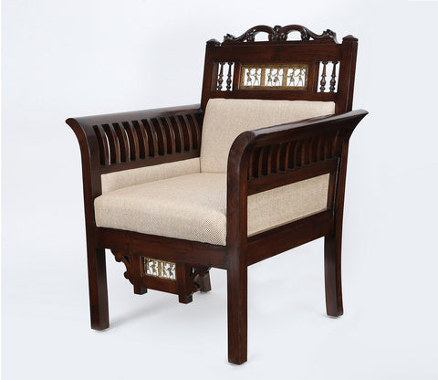 Maharaja 1 Seater Sofa (Walnut Finish)