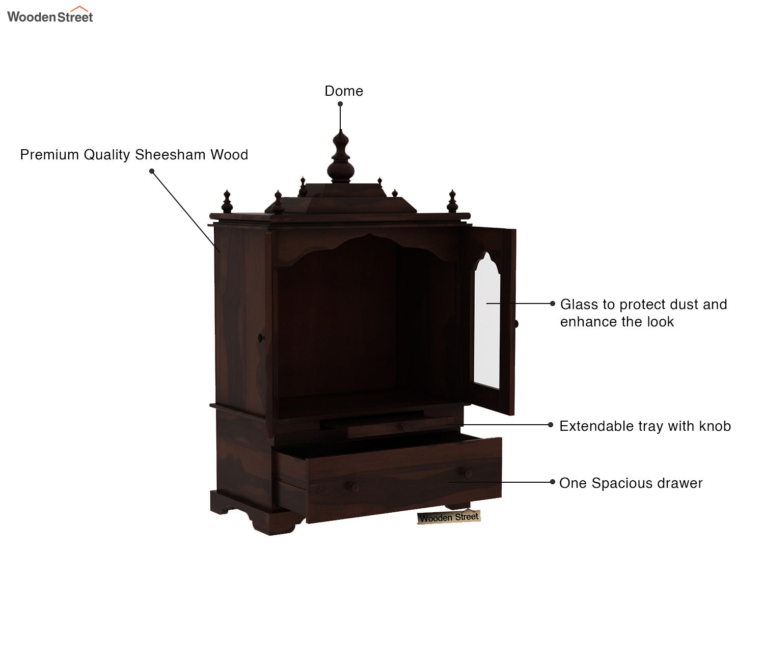Bhagirathi Home Temple (Walnut Finish)