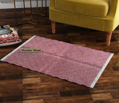 Scarlet Swirls Cotton Hassina Rug - 2 x 3 Feet