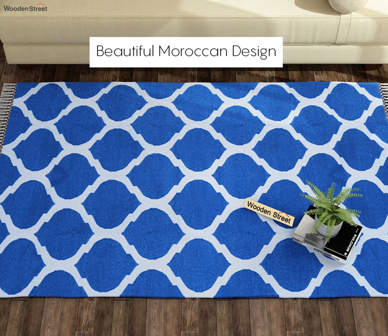 Fierce Blue Cotton Flat Weave Rug - 4 x 6 Feet