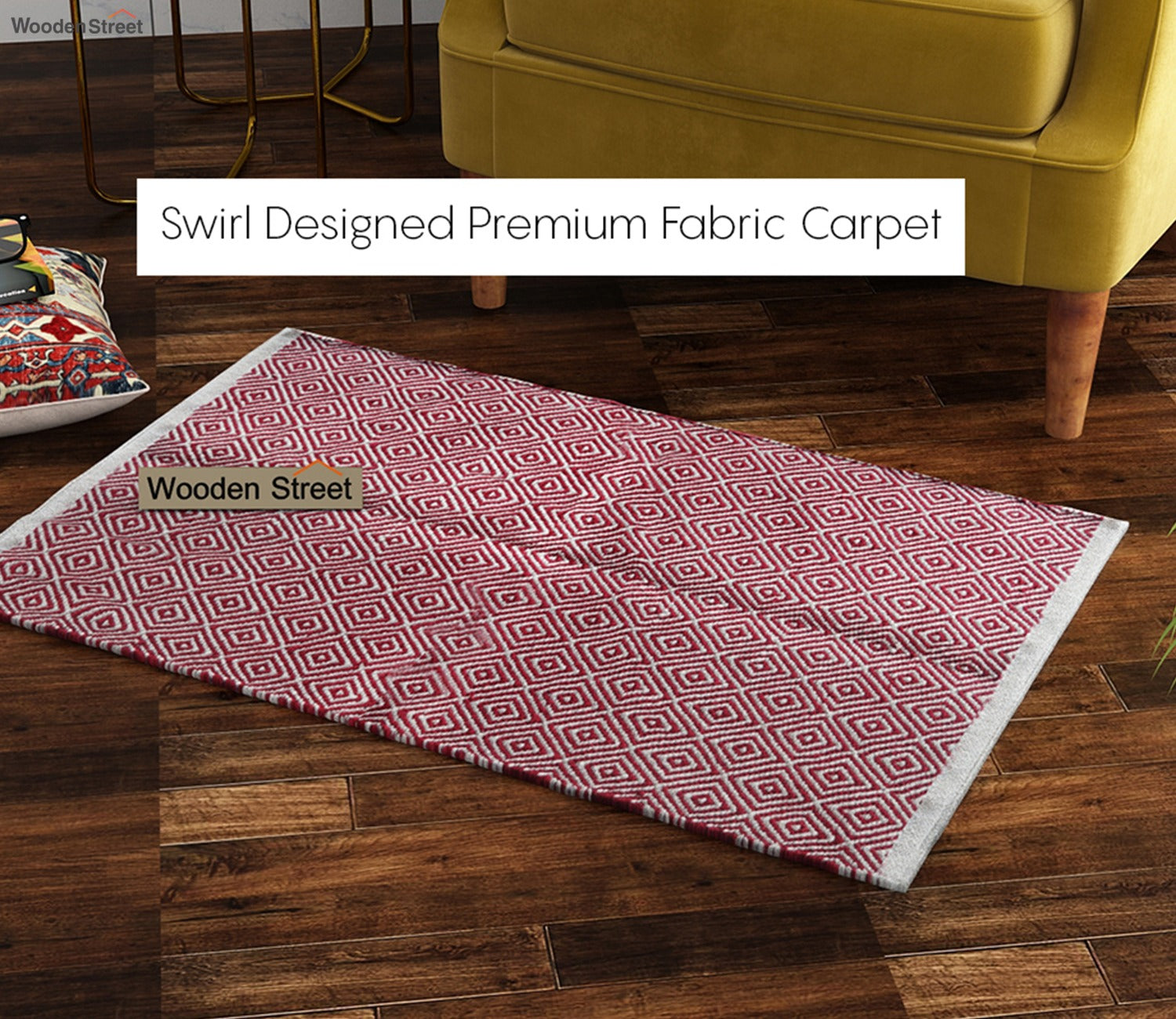 Scarlet Swirls Cotton Hassina Rug - 2 x 3 Feet