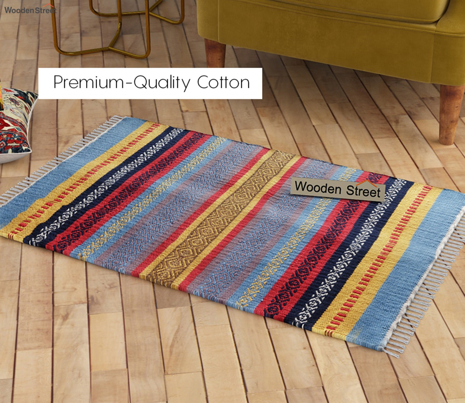 Dusky Stripes Cotton Sindhi Rug - 2 x 3 Feet