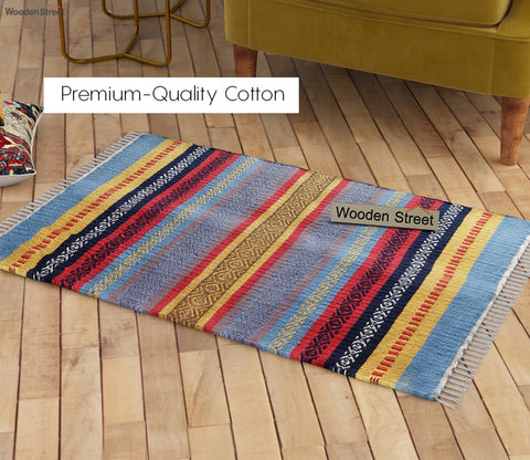 Dusky Stripes Cotton Sindhi Rug - 2 x 3 Feet