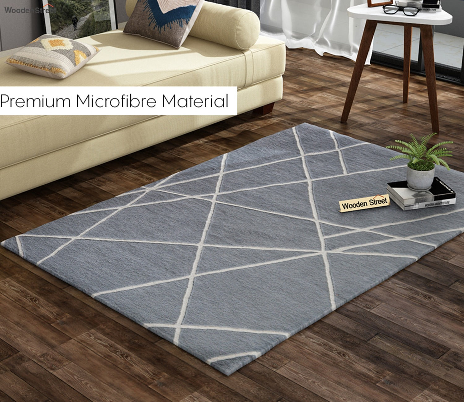 Grey Laser Geometric Pattern Hand Tufted Woolen Carpet - 6 x 4 Feet