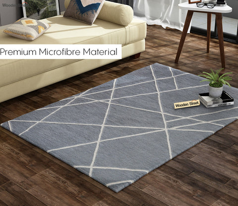 Grey Laser Geometric Pattern Hand Tufted Woolen Carpet - 6 x 4 Feet