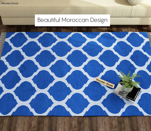 Fierce Blue Cotton Flat Weave Rug - 4 x 6 Feet
