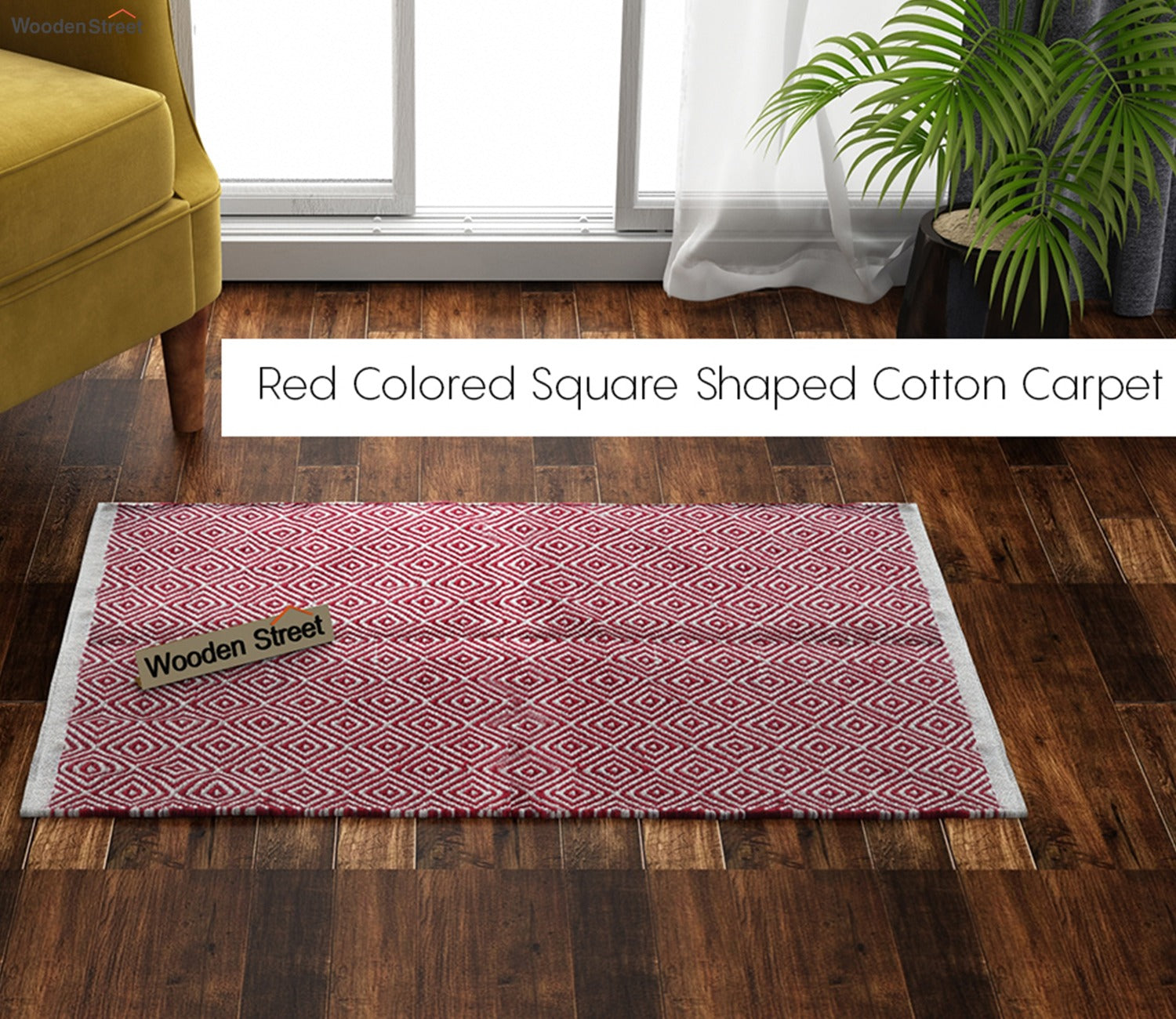 Scarlet Swirls Cotton Hassina Rug - 2 x 3 Feet