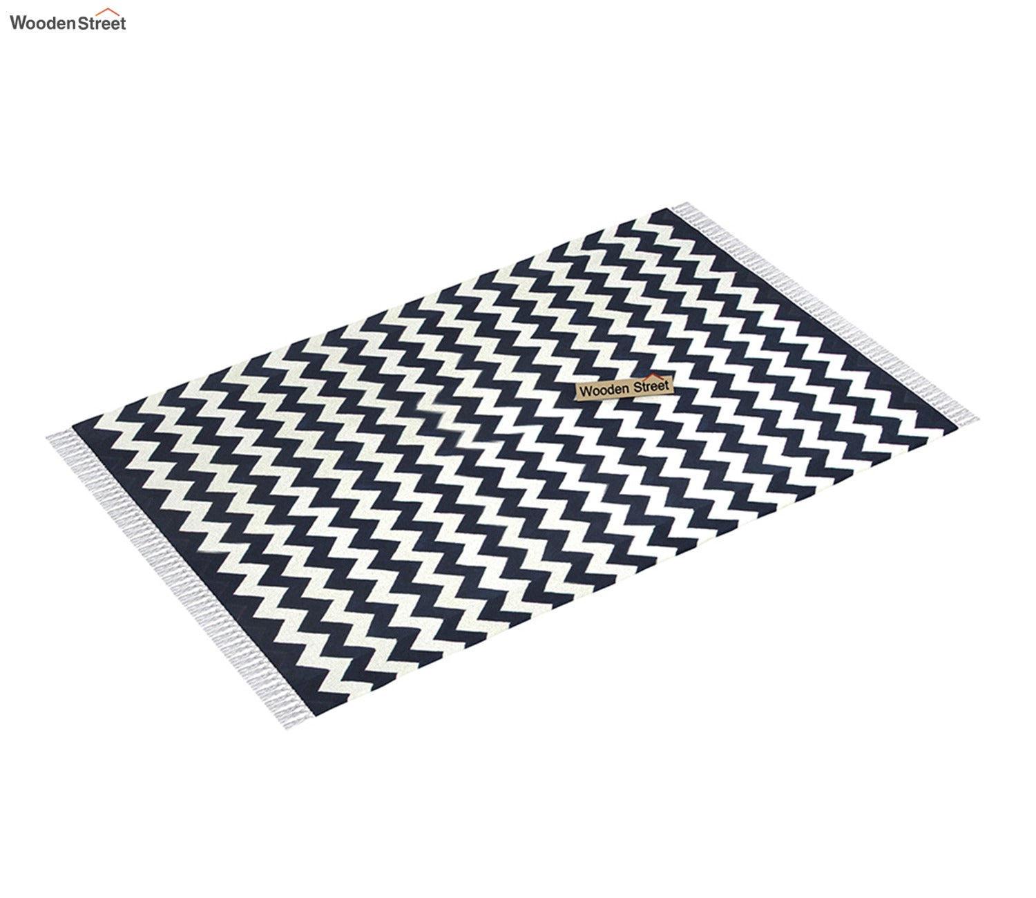 White Wave Cotton Flat Weave Rug - 4 x 6 Feet