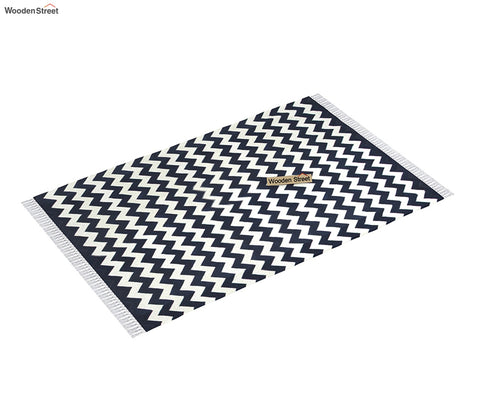 White Wave Cotton Flat Weave Rug - 4 x 6 Feet