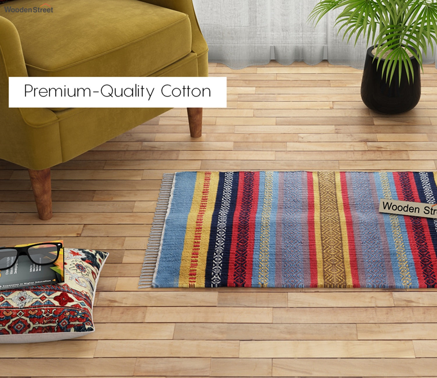 Dusky Stripes Cotton Sindhi Rug - 2 x 3 Feet