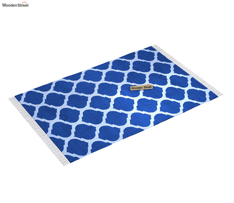 Fierce Blue Cotton Flat Weave Rug - 4 x 6 Feet
