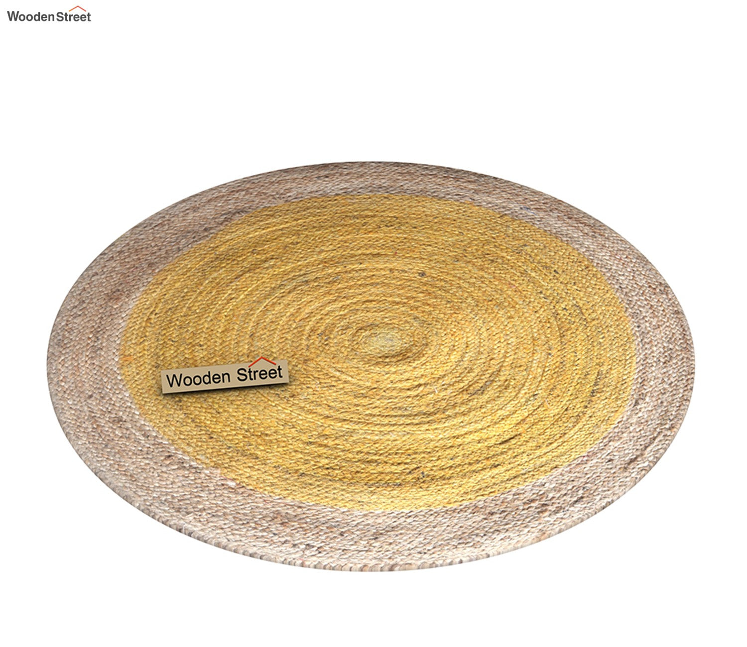 Golden Ripple Jute Braided Round Rug - 3 x 3 Feet