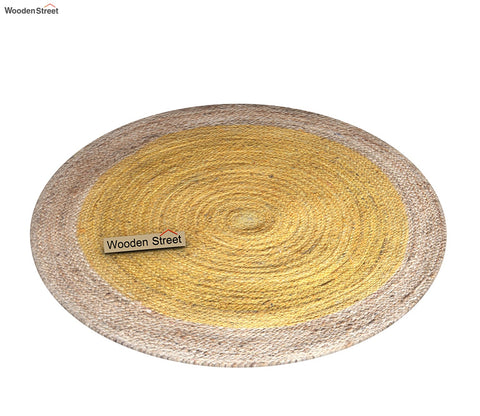 Golden Ripple Jute Braided Round Rug - 3 x 3 Feet