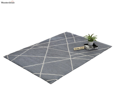 Grey Laser Geometric Pattern Hand Tufted Woolen Carpet - 6 x 4 Feet