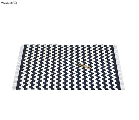 White Wave Cotton Flat Weave Rug - 4 x 6 Feet