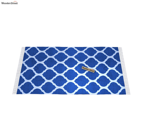 Fierce Blue Cotton Flat Weave Rug - 4 x 6 Feet
