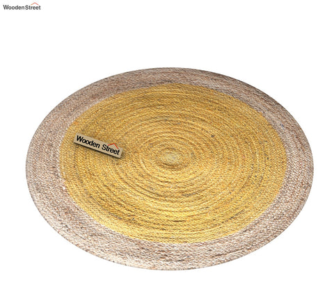 Golden Ripple Jute Braided Round Rug - 3 x 3 Feet