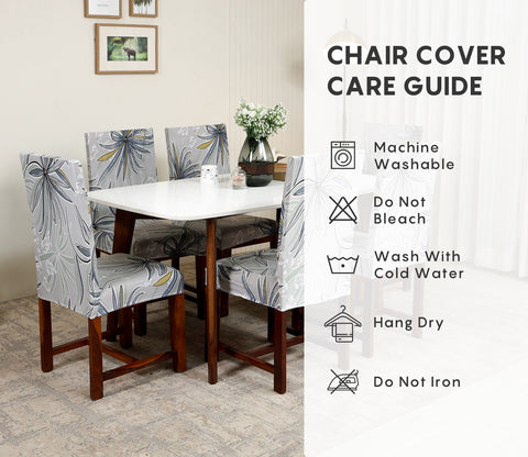 Cassia Floral Printed Polyester Spandex 1 Piece Chair Cover (Grey)