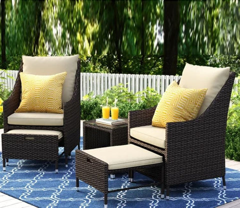 Wicker Seating Outdoor Patio Set (Tan Brown)