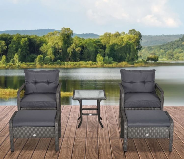 Wicker Seating Outdoor Patio Set (Light Grey)