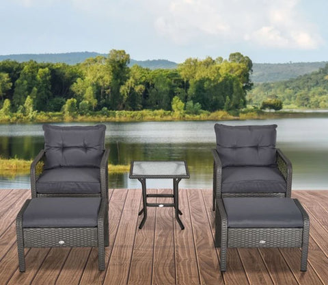 Wicker Seating Outdoor Patio Set (Light Grey)