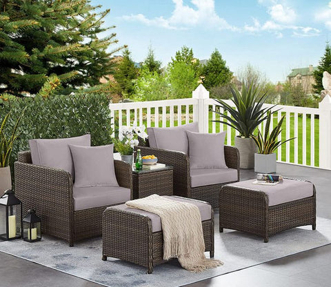 Wicker Seating Outdoor Patio Set (Brown)