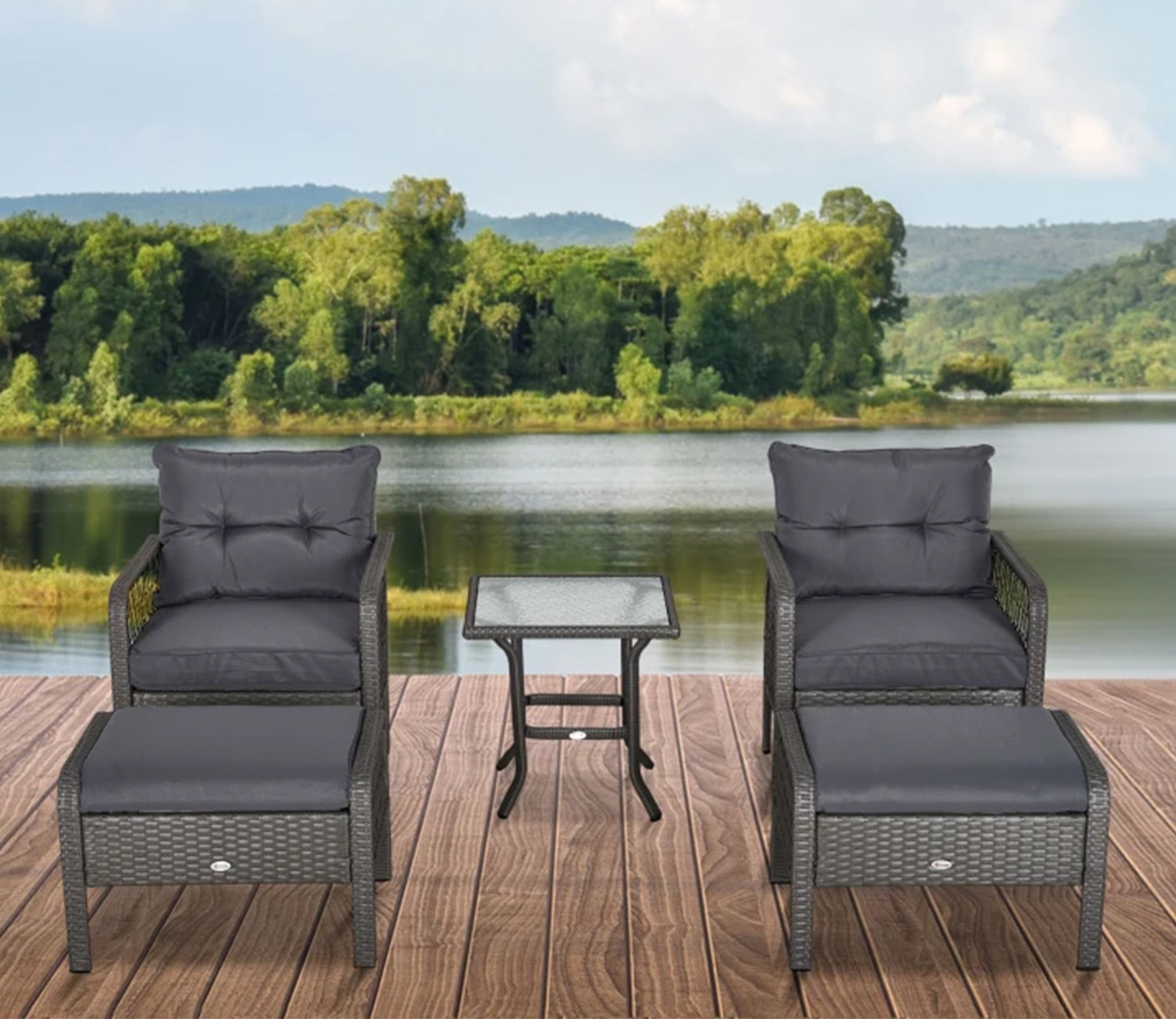 Wicker Seating Outdoor Patio Set (Light Grey)