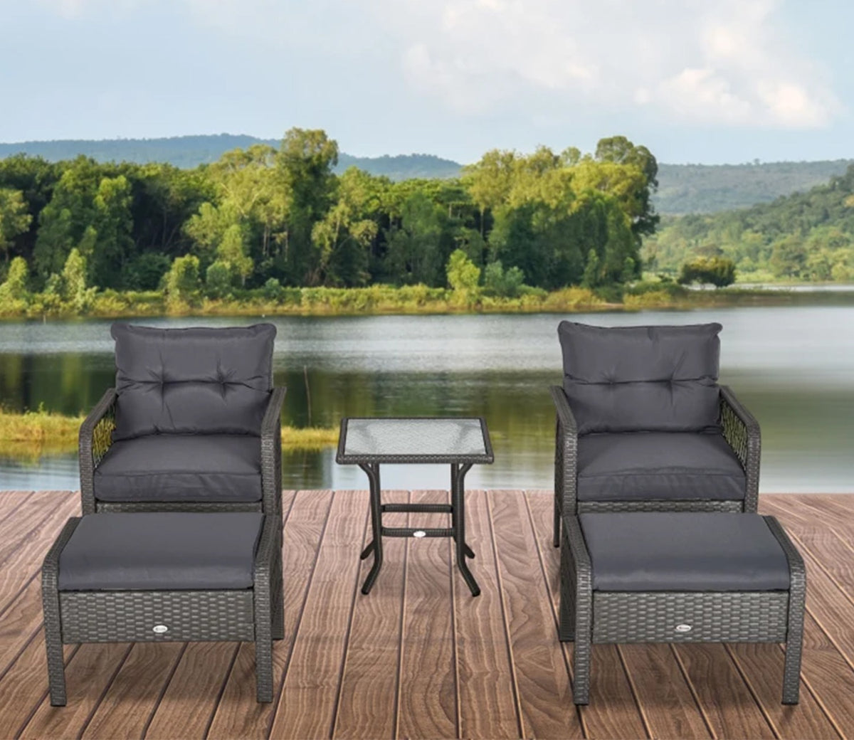Wicker Seating Outdoor Patio Set (Light Grey)