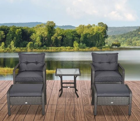 Wicker Seating Outdoor Patio Set (Light Grey)