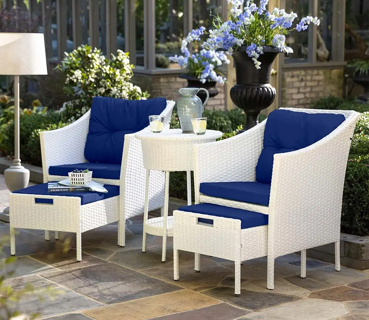 Wicker Seating Outdoor Patio Set (White)