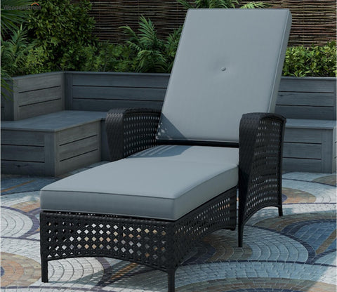 Black Reclining Outdoor Chaise Lounge Chair
