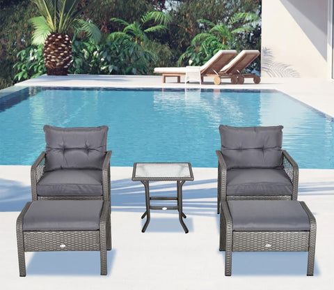 Wicker Seating Outdoor Patio Set (Light Grey)