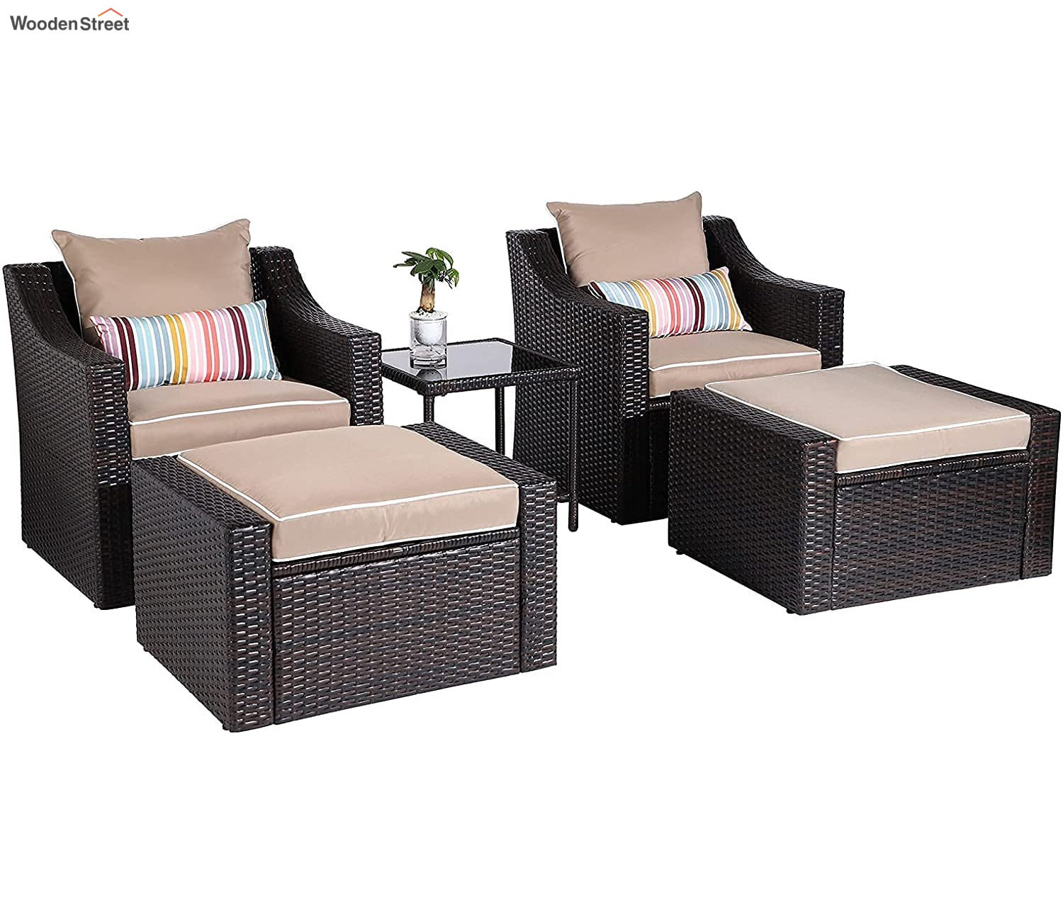 Brown 5 Seater Outdoor Patio Set