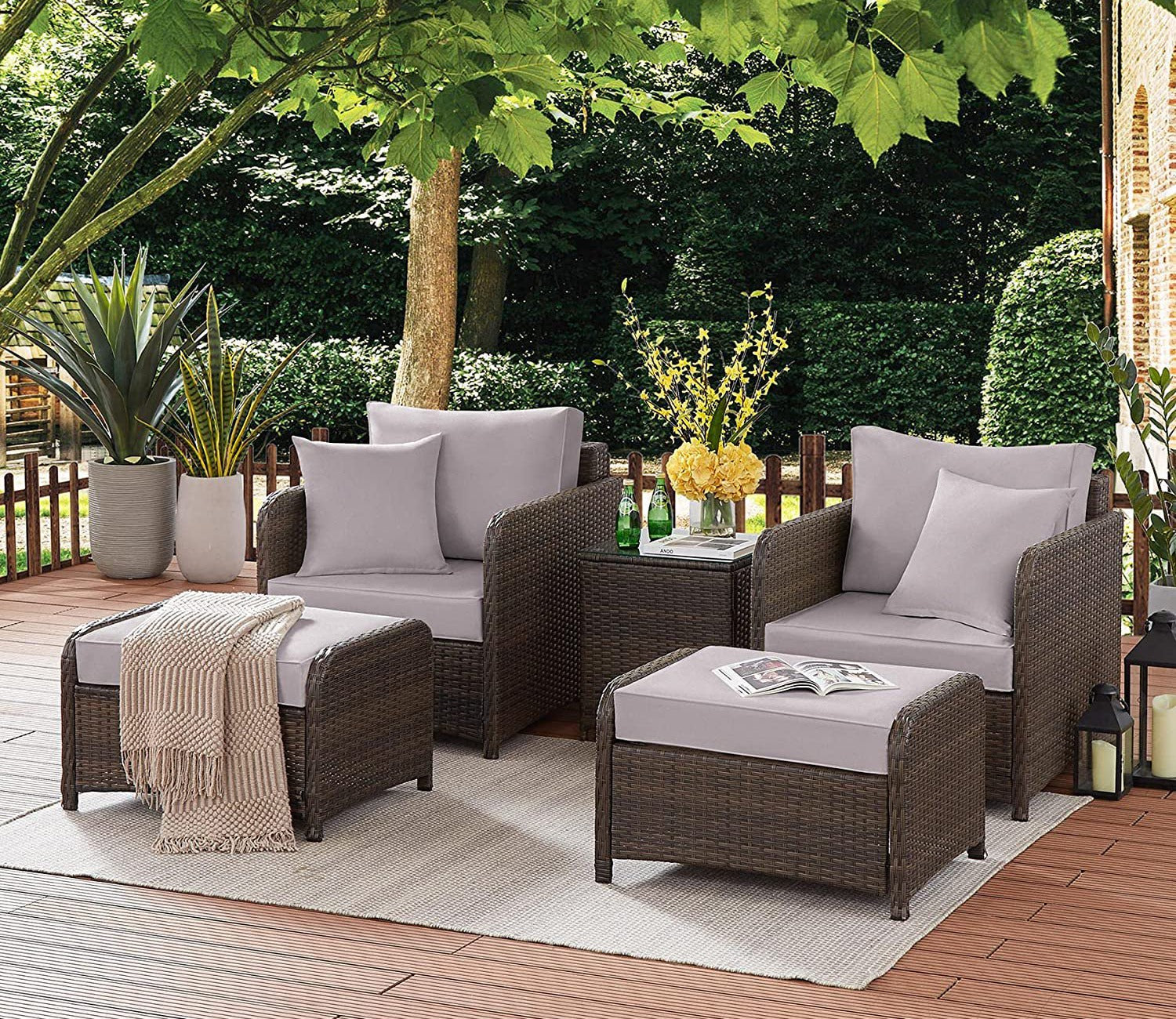 Wicker Seating Outdoor Patio Set (Brown)