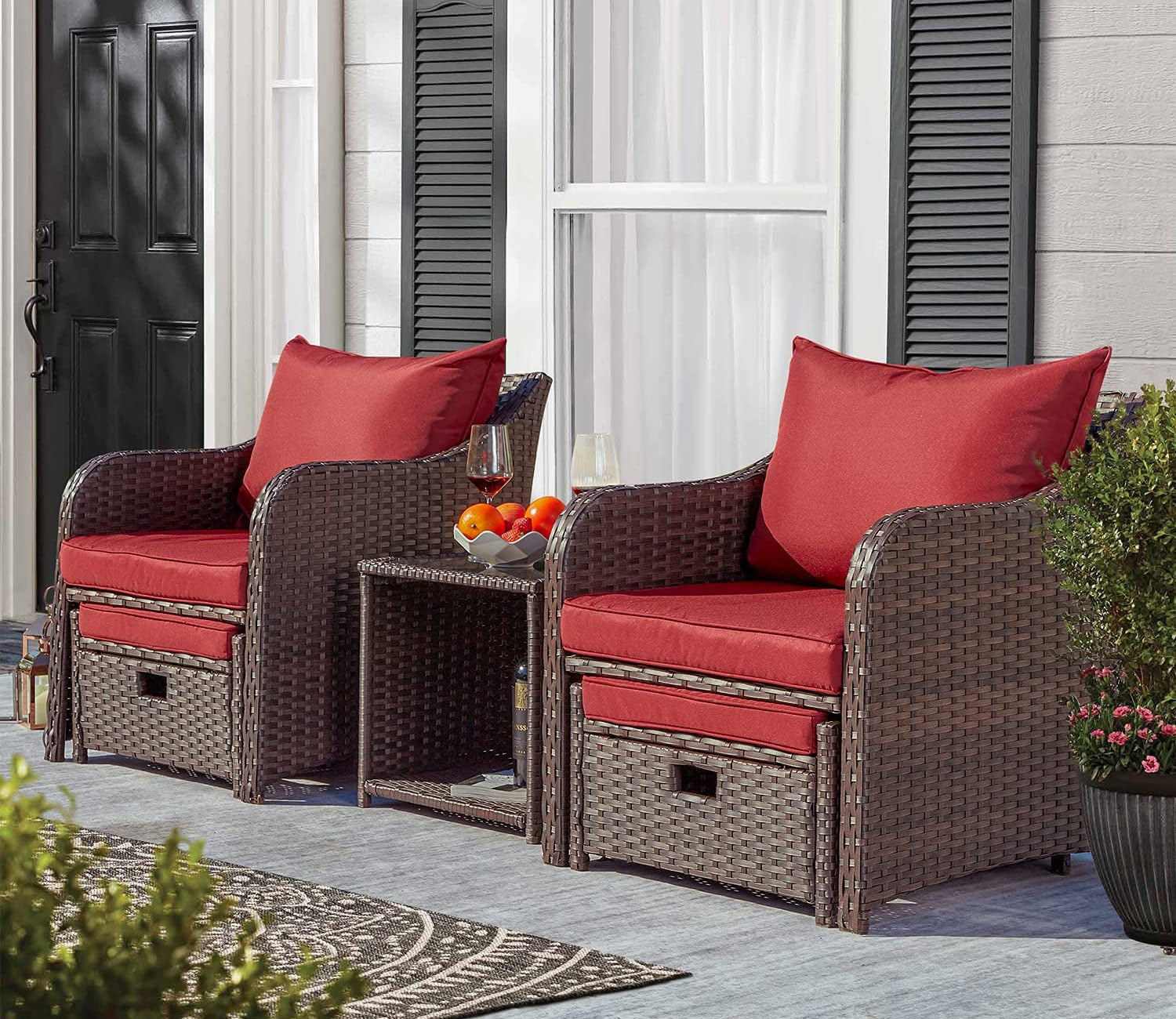 Wicker Seating Outdoor Patio Set (Dark Brown)