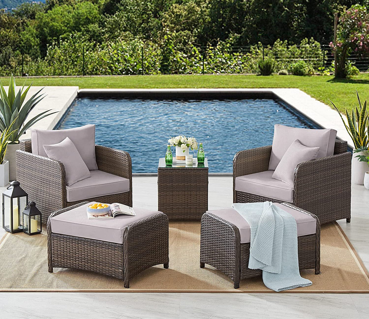 Wicker Seating Outdoor Patio Set (Brown)