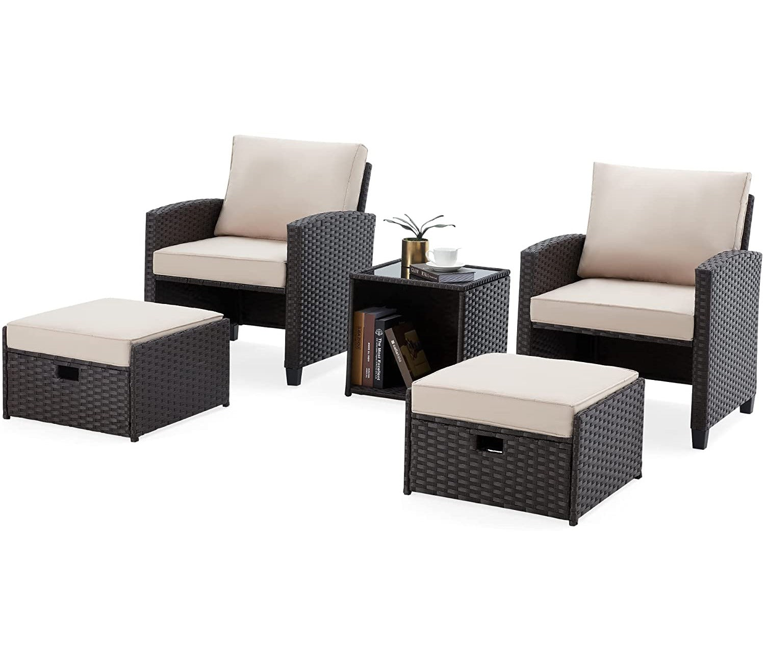 Wicker Seating Outdoor Patio Set (Beige)