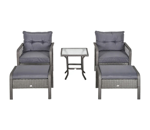 Wicker Seating Outdoor Patio Set (Light Grey)