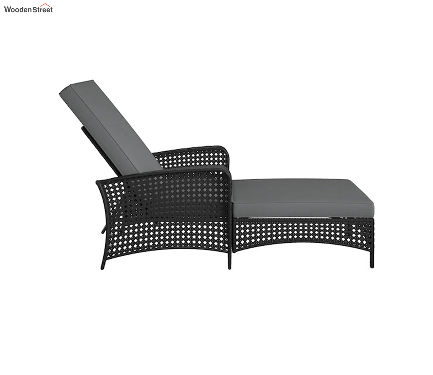 Black Reclining Outdoor Chaise Lounge Chair