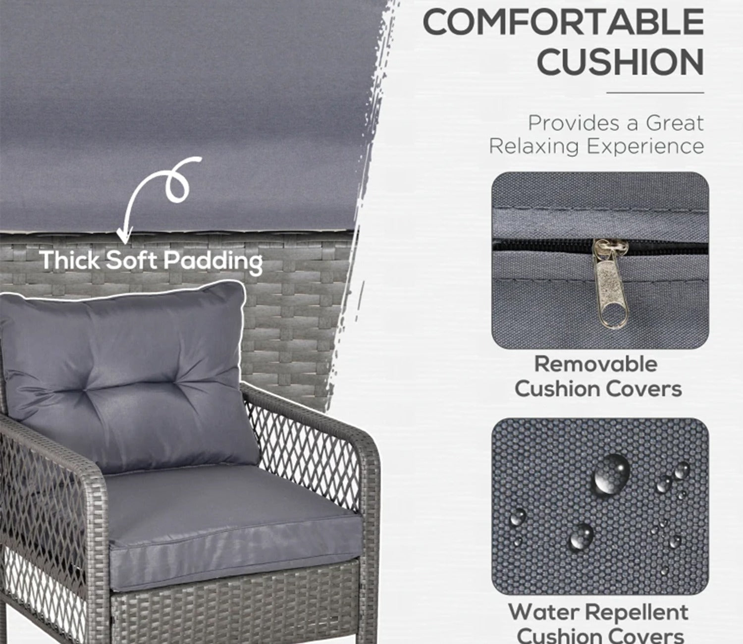 Wicker Seating Outdoor Patio Set (Light Grey)