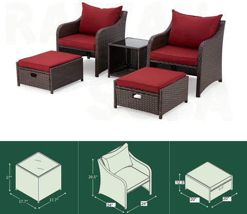 Wicker Seating Outdoor Patio Set (Dark Brown)